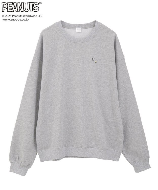 Green Parks ■PEANUTS スヌーピーミニ刺繍スウェット Gray