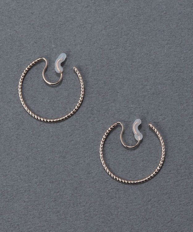 Phoebe 〈痛くないシリーズ/金属アレルギー対応〉ファインスレッドフープライトフィットイヤリング シンプル/フープイヤリング/細い シャンパンゴールド