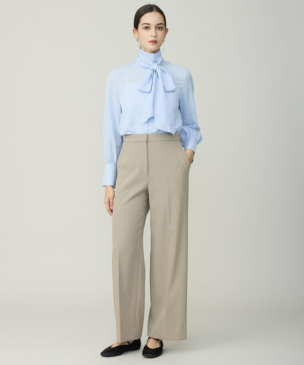 ICB L セルロースシルクビエラ ボウタイ付きブラウス サックスブルー