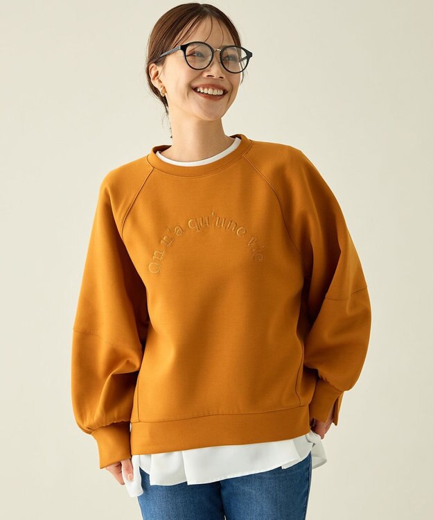 ANY L ロゴ刺繍ダンボールトレーナー マスタード