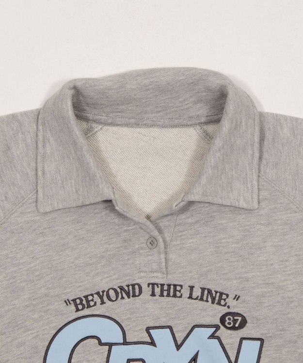 WEGO 襟付きグラフィックショートスウェット 杢グレー