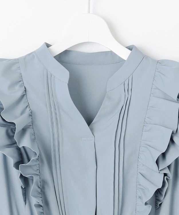 Feroux ショルダーフリルティアード ワンピース スカイブルー系