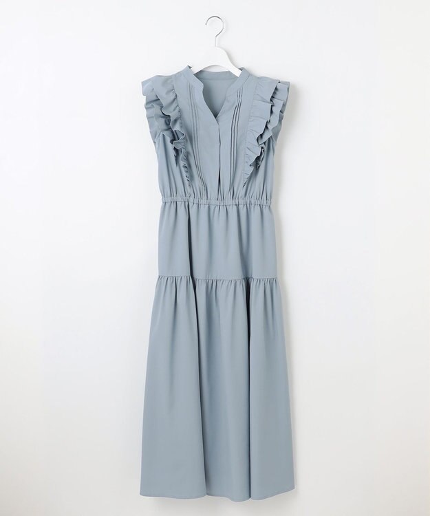 Feroux ショルダーフリルティアード ワンピース スカイブルー系