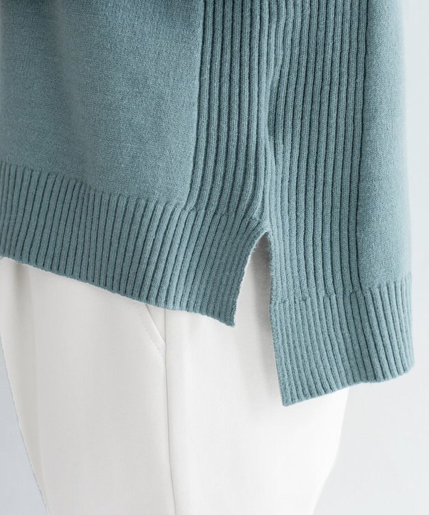 Tiaclasse 【洗える】もっちり柔らかいリブタートルプルオーバーニット ミント
