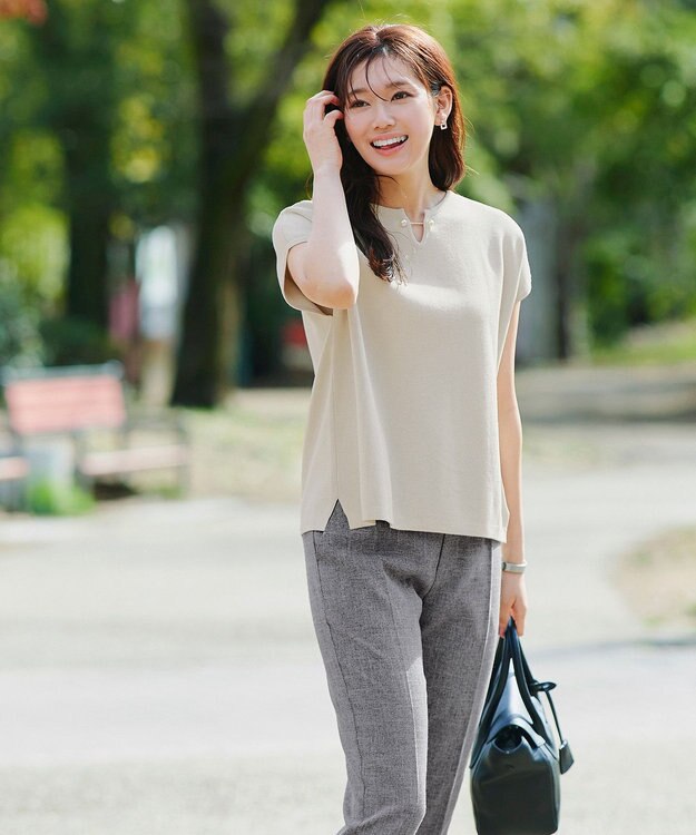 Tiaclasse 【小倉優子さん着用・洗える】フレンチスリーブニットトップス アイボリー