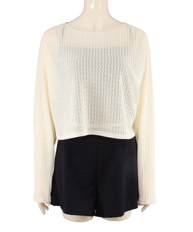 San-ai Resort（三愛水着楽園） 【WEB限定】ニットレーストップス付き4点セット水着 オフホワイト