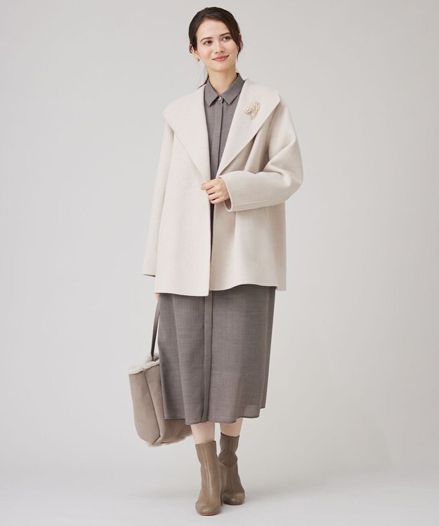 自由区 【洗える】ライトビエラシャツ ワンピース ブラウン系チェック