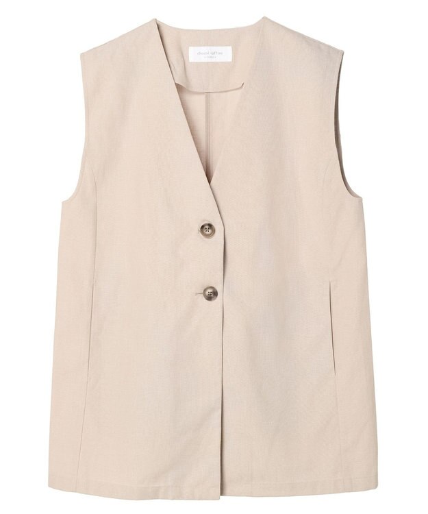 Green Parks 綿麻混シングルミディ丈ベスト Black