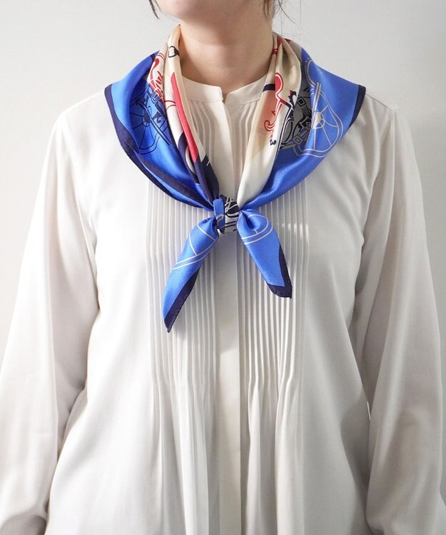 Marca 【Marcaオリジナル】色面シルエット馬車 小判スカーフ シルクツイル トリコロール