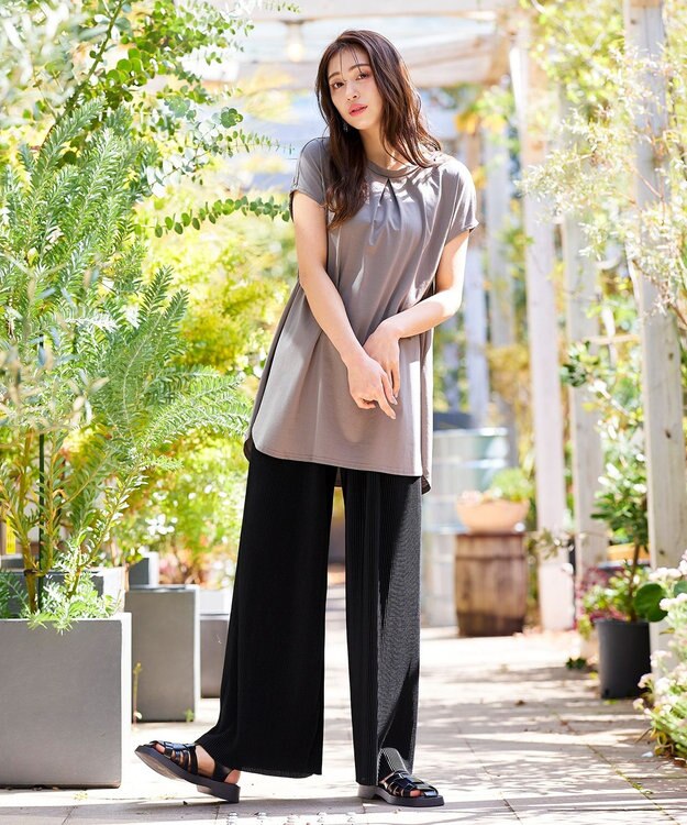 Tiaclasse 【2点セット・新色追加・洗える】クリスタルプリーツセットアップ ブラック