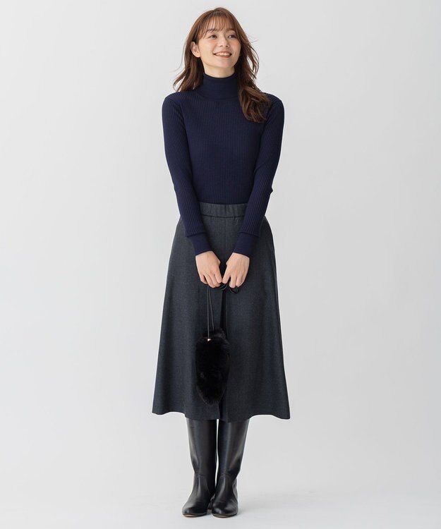 自由区 【洗える】CARIAGGI スーパーエクストラファインメリノ インナーニット ネイビー系