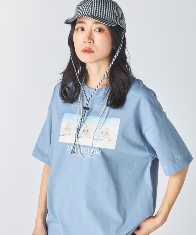 OP／FILA 【Ocean Pacific】フォトプリントTシャツ ブルー