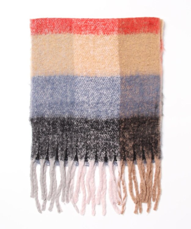 UNBILLION カシュネ cache nez / 起毛ブロックチェックストール レッドミックス