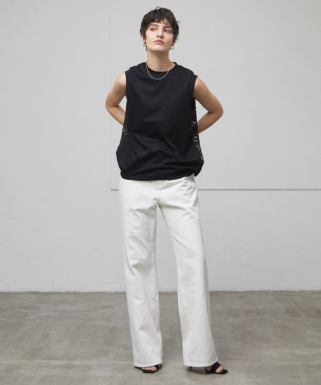 BEIGE， 【洗える・Oggi ８月号掲載】PALMIERS / ノースリーブカットソー Black