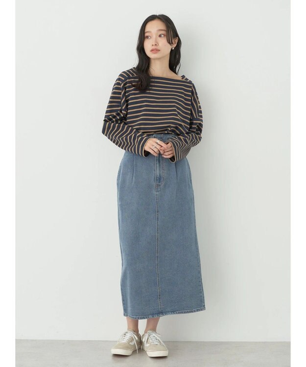 earth music&ecology デニムナロースカート Medium Indigo