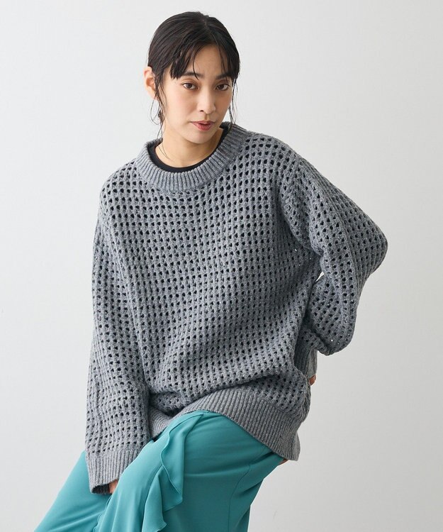 CRAFT STANDARD BOUTIQUE メッシュニットチュニック Gray Mixture
