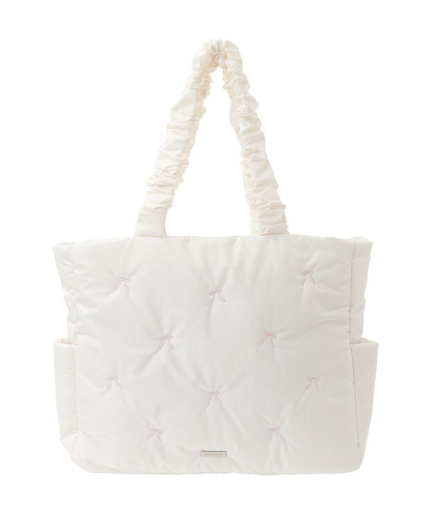 Maison de FLEUR リボン刺繍パファートートバッグ Ivory