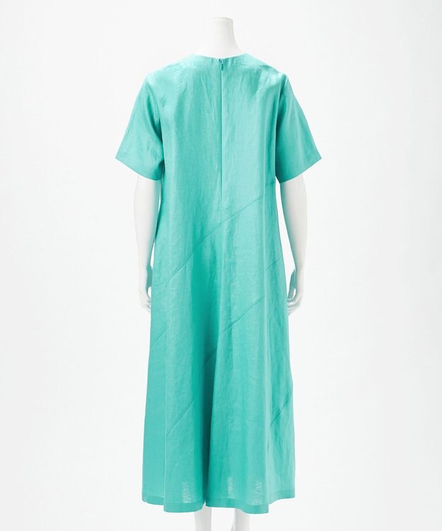 23区 【エステータ】チンツリネン Aライン フレアワンピース ターコイズブルー系