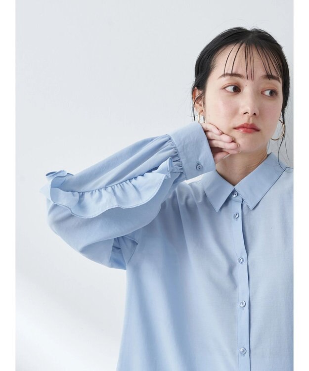 earth music&ecology フリルスリーブシャツ Sax