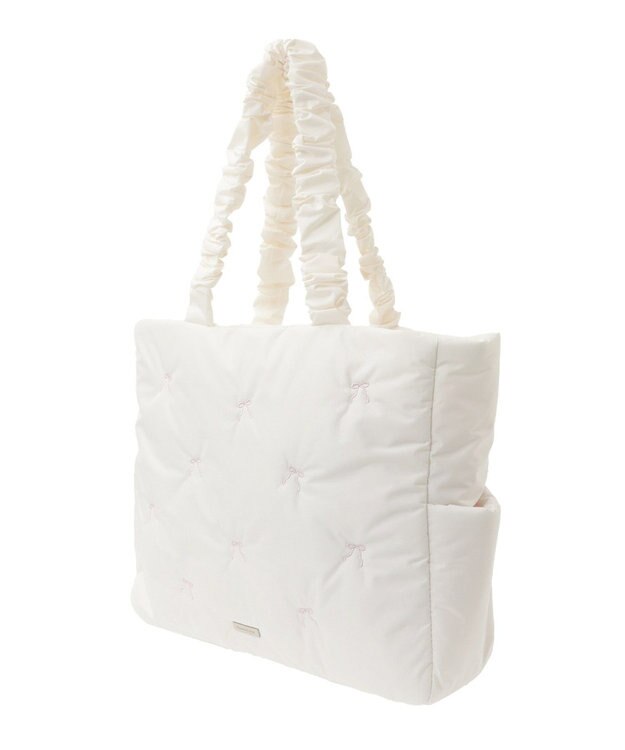 Maison de FLEUR リボン刺繍パファートートバッグ Ivory