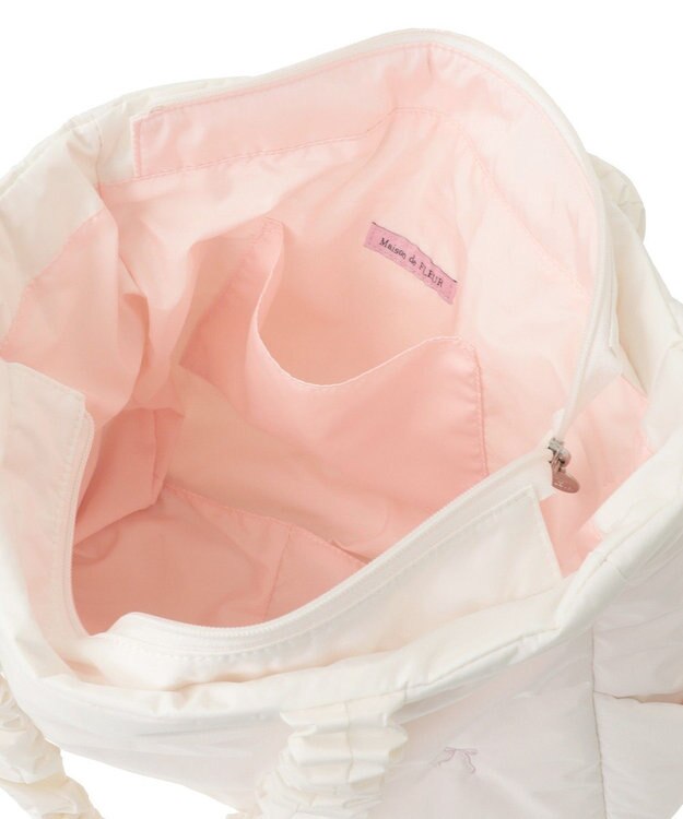 Maison de FLEUR リボン刺繍パファートートバッグ Ivory