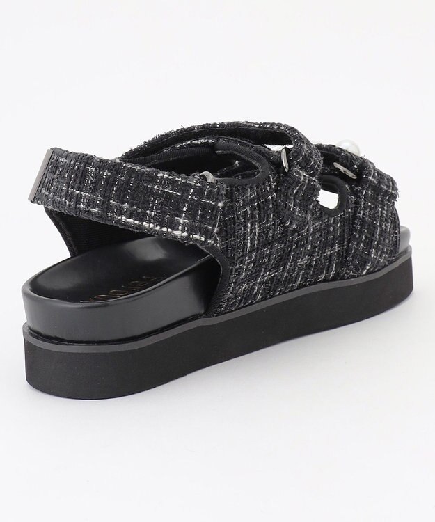 Feroux パールポイントツイード／キルティング サンダル ブラック系9