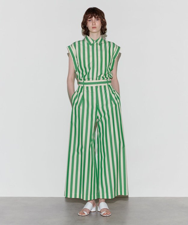 NAVE 【Nave 　洗える】ワイドストライプ ブラウス ライトグリーン系1