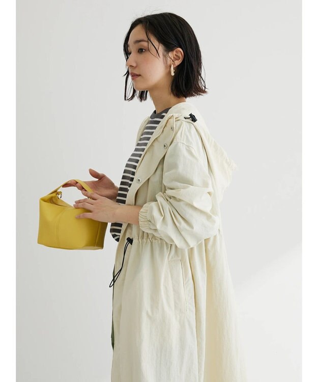 Green Parks フーデットロングコート Ecru