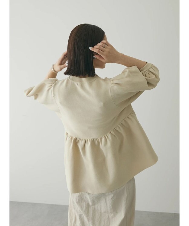 Green Parks armonia. ウエストギャザー袖ボリュームニット Ivory