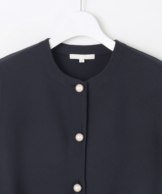 自由区 【洗える】パールディティールニット ジレ ネイビー
