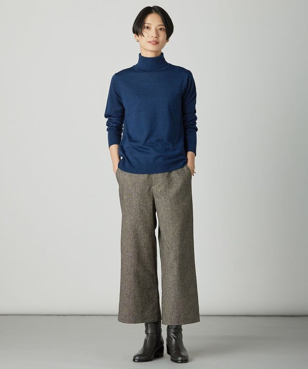 J.PRESS LADIES PURE WOOL タートルネック ニット ダークロイヤルブルー系