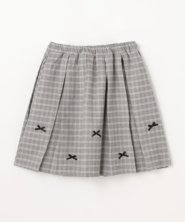 ANY KIDS リボンプリーツスカパン グレー×チェック