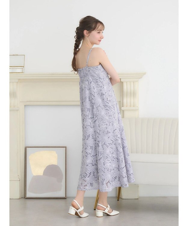 earth music&ecology ＳＥＴ２点　シアーブラウス＋レースキャミワンピース Lavender