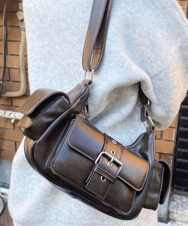 WEGO ハトメベルトポケットショルダー ブラウン