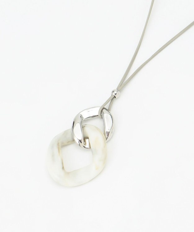 J.PRESS LADIES 【WEB限定】マーブルコンビ レザー ネックレス ホワイト系