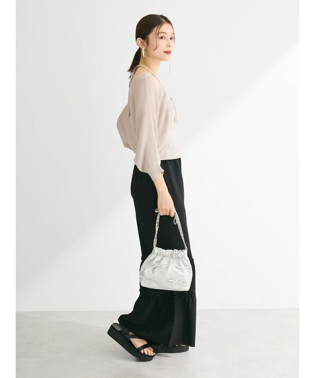 Green Parks ・swing by SET2点ニットボレロ&ニットキャミ Gray Beige