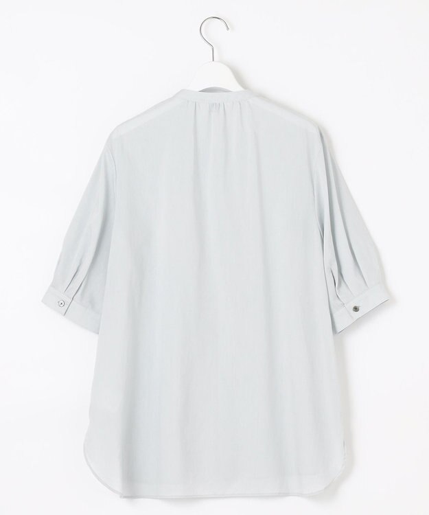 J.PRESS LADIES L 【WEB限定カラーあり・洗える】ラミーポプリン バンドカラー ブラウス ライトグレー系