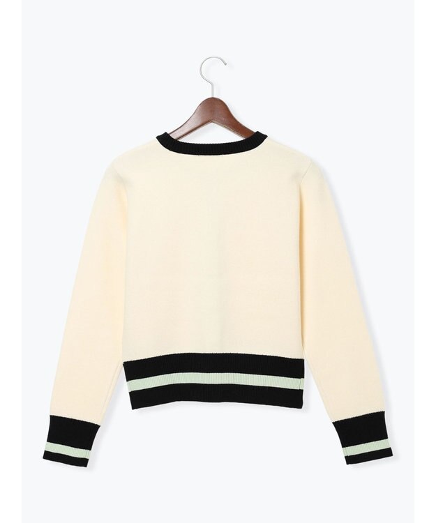 Te chichi バイカラークラシカルカーディガン オフホワイト