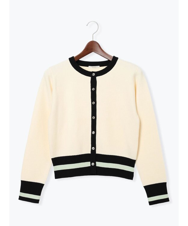 Te chichi バイカラークラシカルカーディガン オフホワイト