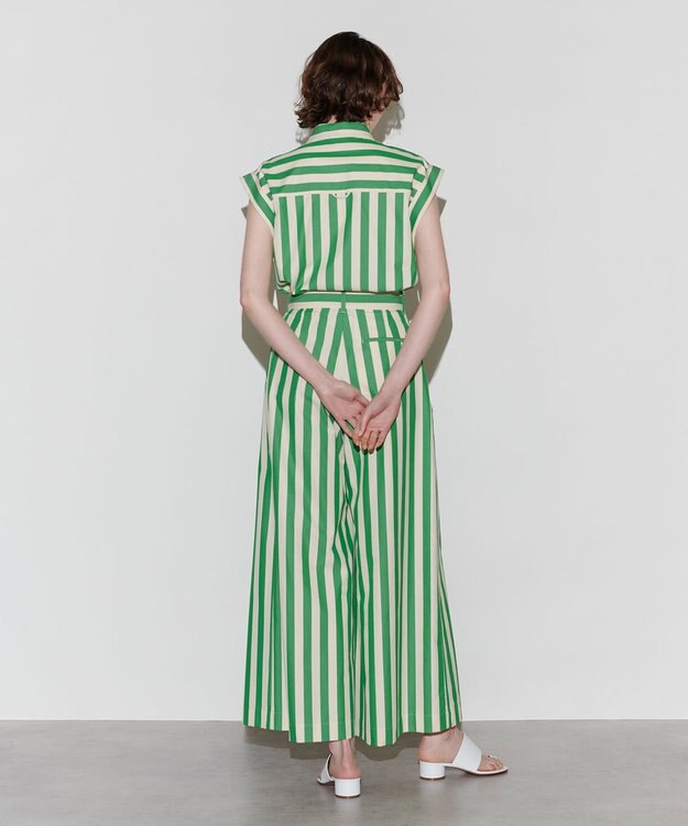 NAVE 【Nave 　洗える】ワイドストライプ ブラウス ライトグリーン系1