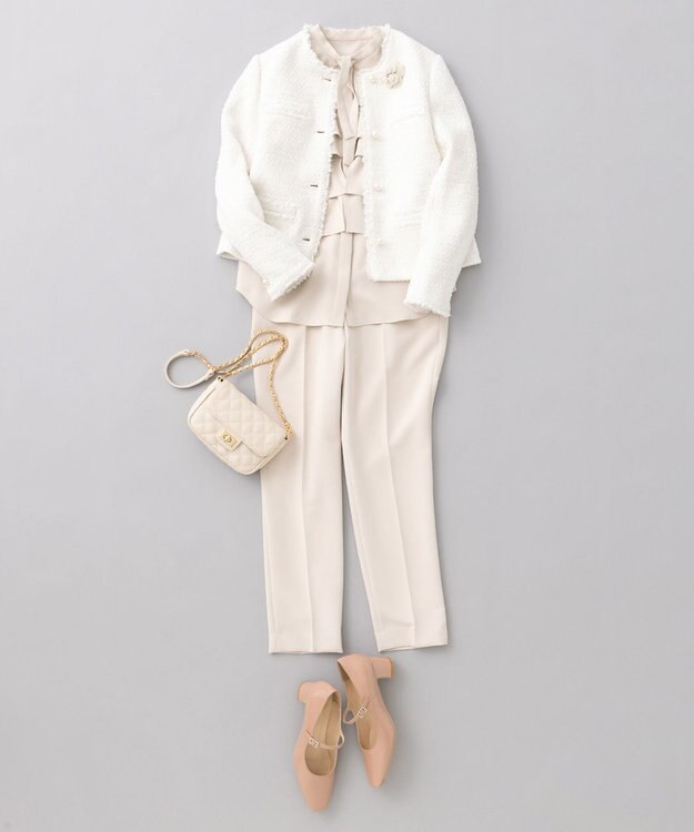 組曲 【KUMIKYOKU NAVY】ファンシーツイード 2WAYジャケット パールホワイト系