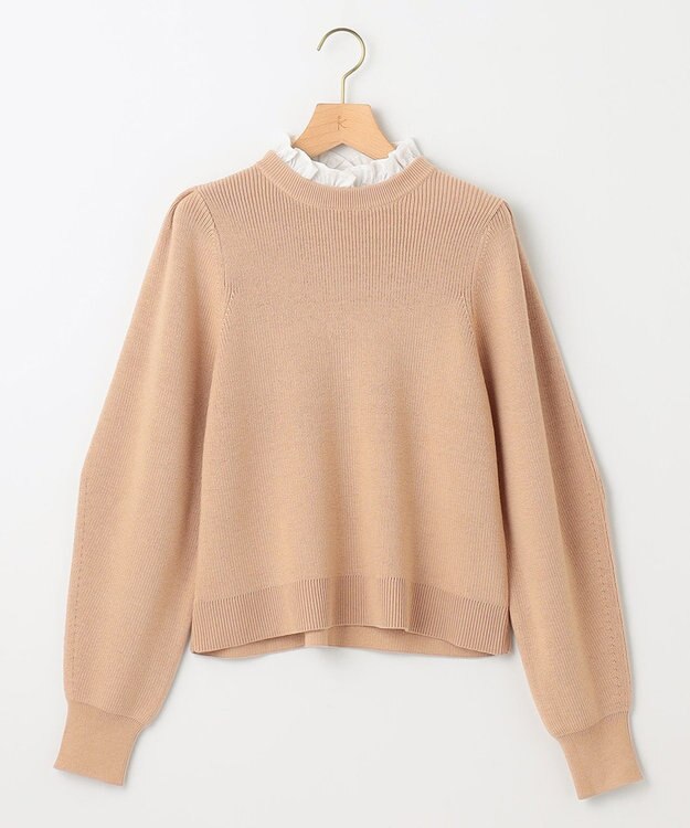 組曲 L 【WEB限定】襟付き片畔ニットプルオーバー ベージュ系