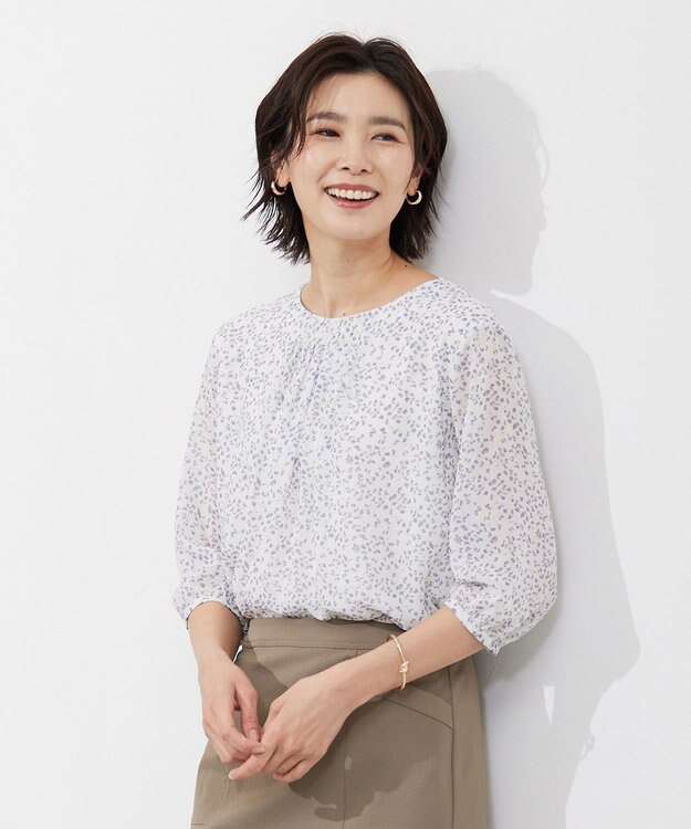 J.PRESS LADIES SMALL FLOWER プリント カットソー ブルー系5