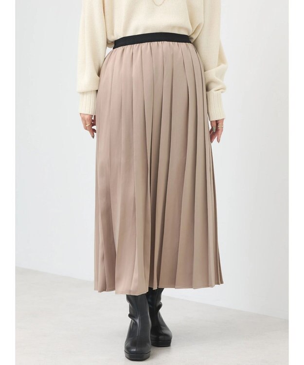 earth music&ecology サテンプリーツスカート Gold