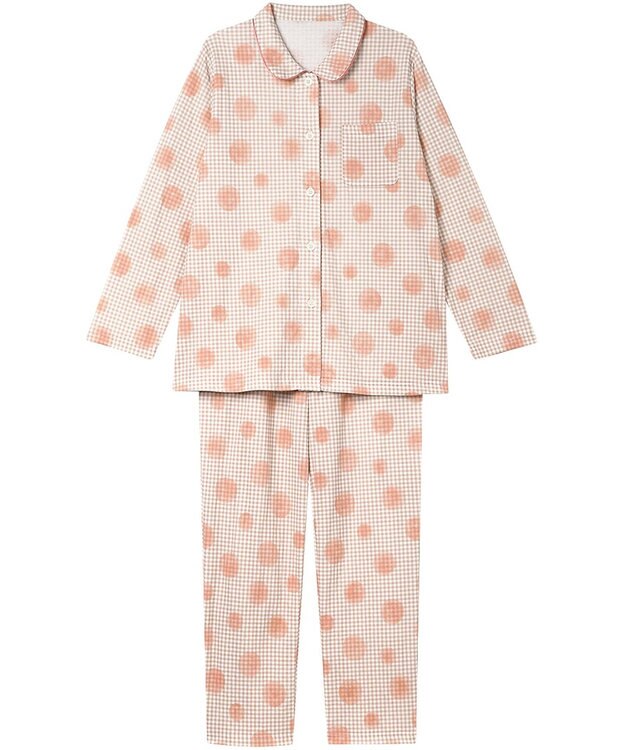 Wing パジャマ 綿100%(本体肌側) あったか 3Lまで対応 大きいサイズ 長袖 長ズボン 冬 レディース EP5075 ウイング／ワコール オレンジ