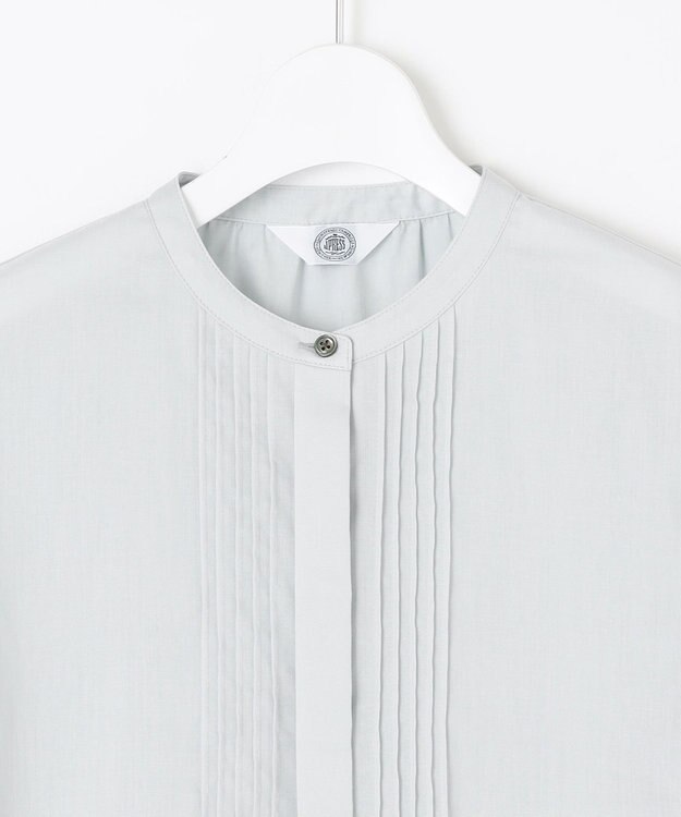 J.PRESS LADIES 【WEB限定カラーあり・洗える】ラミーポプリン バンドカラー ブラウス ライトグレー系