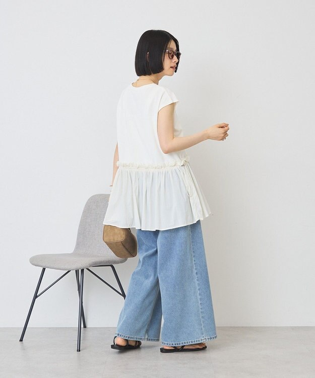 AMERICAN HOLIC 汗染み防止・異素材ペプラムプルオーバー Ivory