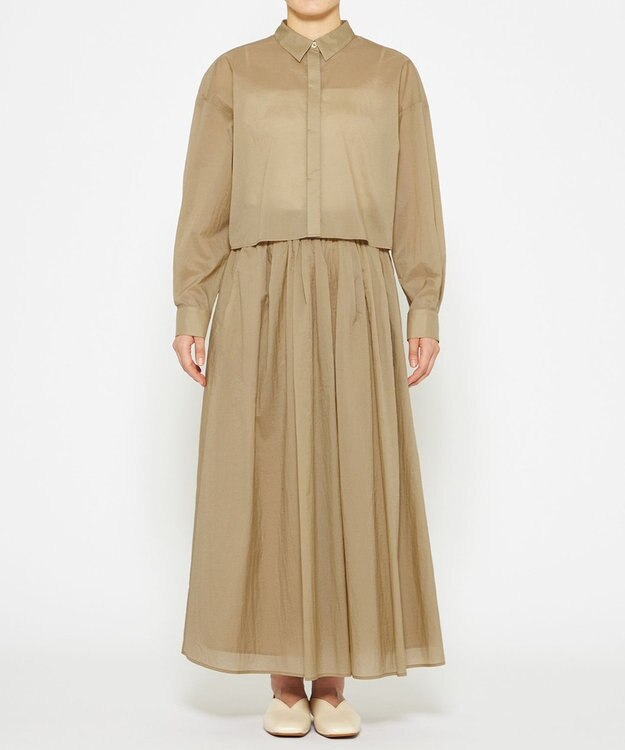 uncrave 【撥水・洗濯機洗い可】シアープルーフナイロン シャツブラウス（uncrave STANDARD） ベージュ