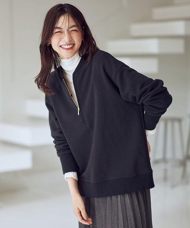 ANY ハーフジップスウェット ブラック