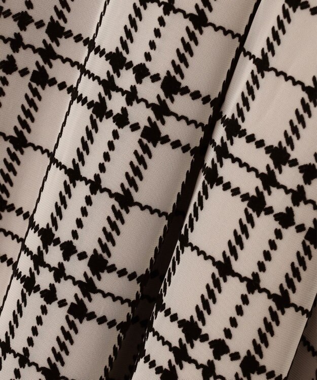 Feroux フロッキーチェック・ドット スカート ベージュ系2